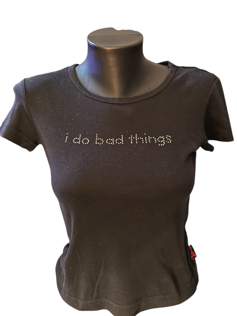 Black Studded "I Do Bad Things" Short Sleeve Graphic Tee
